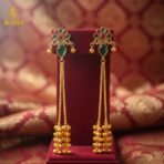 Kashmiri Gold Plated Floral Long Latkan Earrings for Women