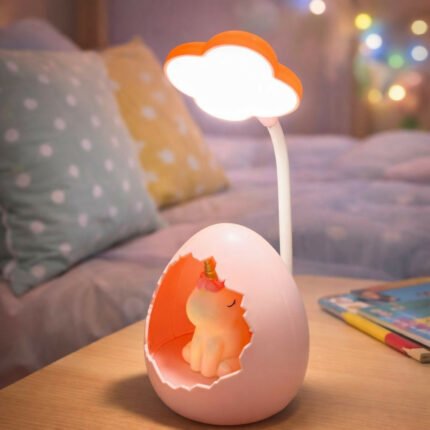 Unicorn Egg Kids Desk Lamp with LED Night Light & Flexible Neck