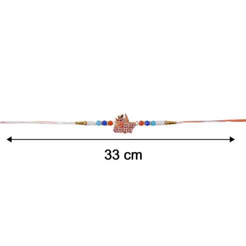 Lord Ram Designer Rakhi with Colorful Beads (1 Pc) - Image 4