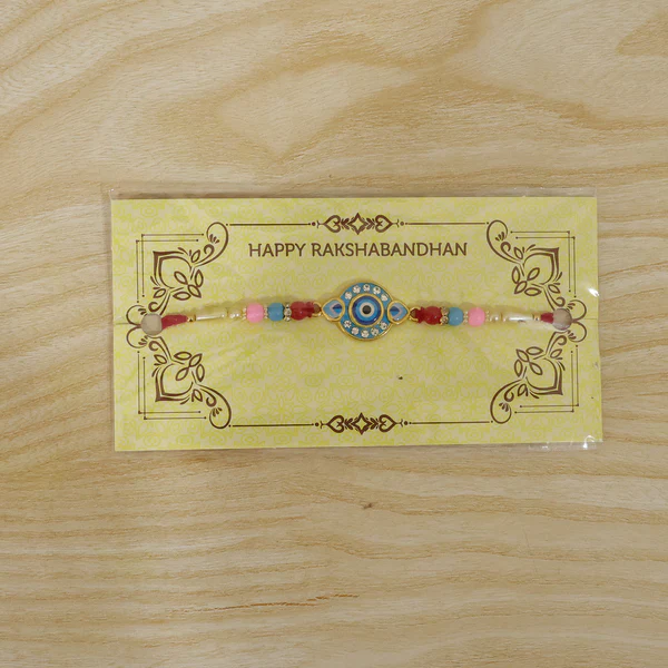 Evil Eye Designer Rakhi with Multicolor Beads (1 Pc) - Image 2