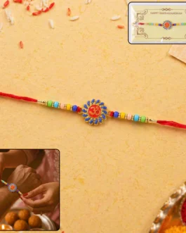 Om Designer Rakhi with Multicolor Beads (1 Pc)