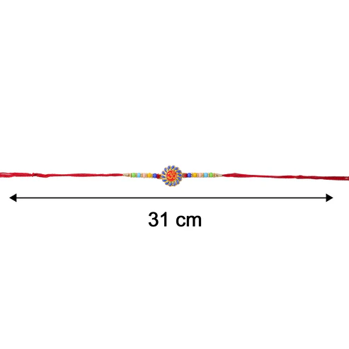 Om Designer Rakhi with Multicolor Beads (1 Pc) - Image 4