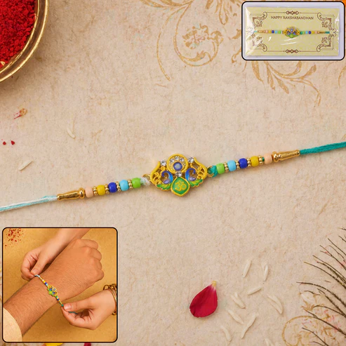 Peacock Design Premium Rakhi (1 Pc) - Image 2