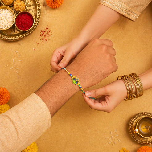 Peacock Design Premium Rakhi (1 Pc) - Image 3