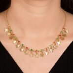 Gold Charm Necklace with Colorful Stones & Butterfly Drops - Image 2