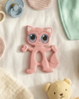 Cute Cat Baby Teether Toy for Soothing Gums with Soft Chewable Surface for Infants