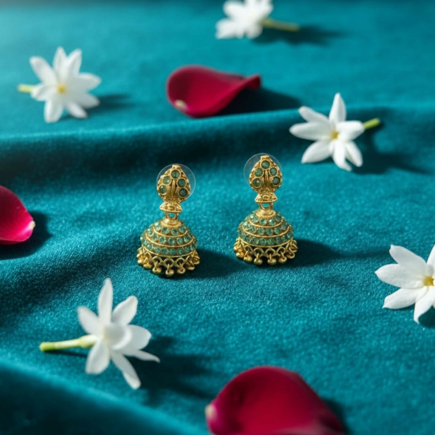 SgV3kKlBJa.jpg Fancy Gold Finish Jhumki Earrings | Ethnic Wear for Women - Image 1