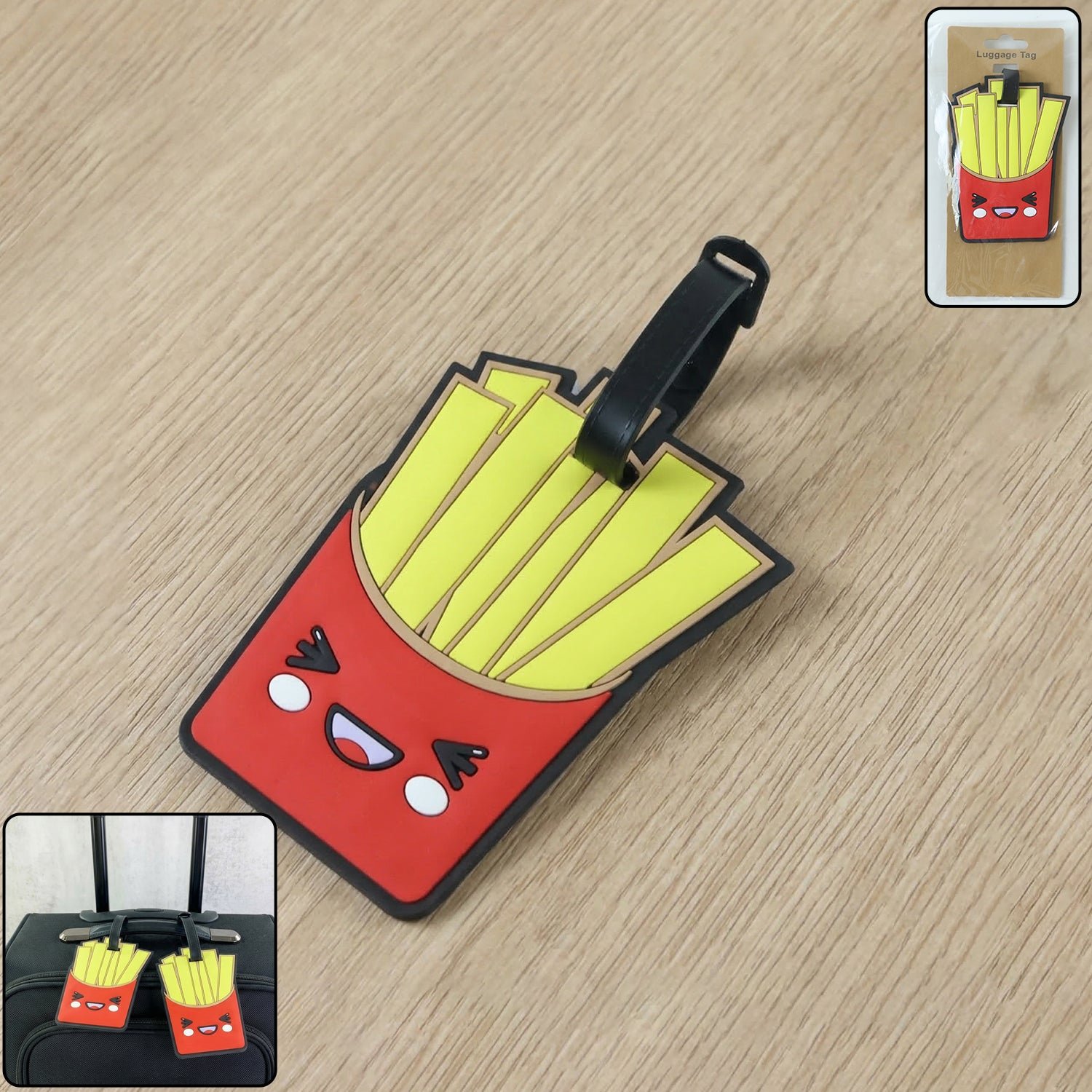 SiliconeLuggageTag-WOSKU-01.jpg Cute French Fries Design Travel Identification Luggage Bag Tag - Image 1