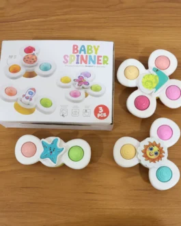 White Baby Spinner Toy Set – Sensory Suction Spin Toys (3 Pc Set)