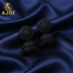 Black Oxidized Traditional Jhumka Earrings - Lightweight & Intricate