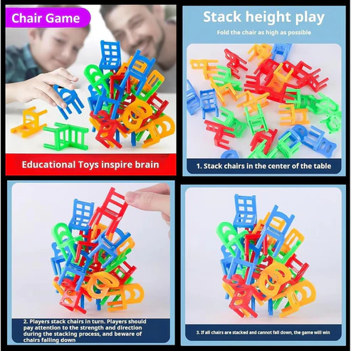 Colorful Mini Chair Stacking Game Fun Balance Puzzle Toy for Kids and Family - Image 4
