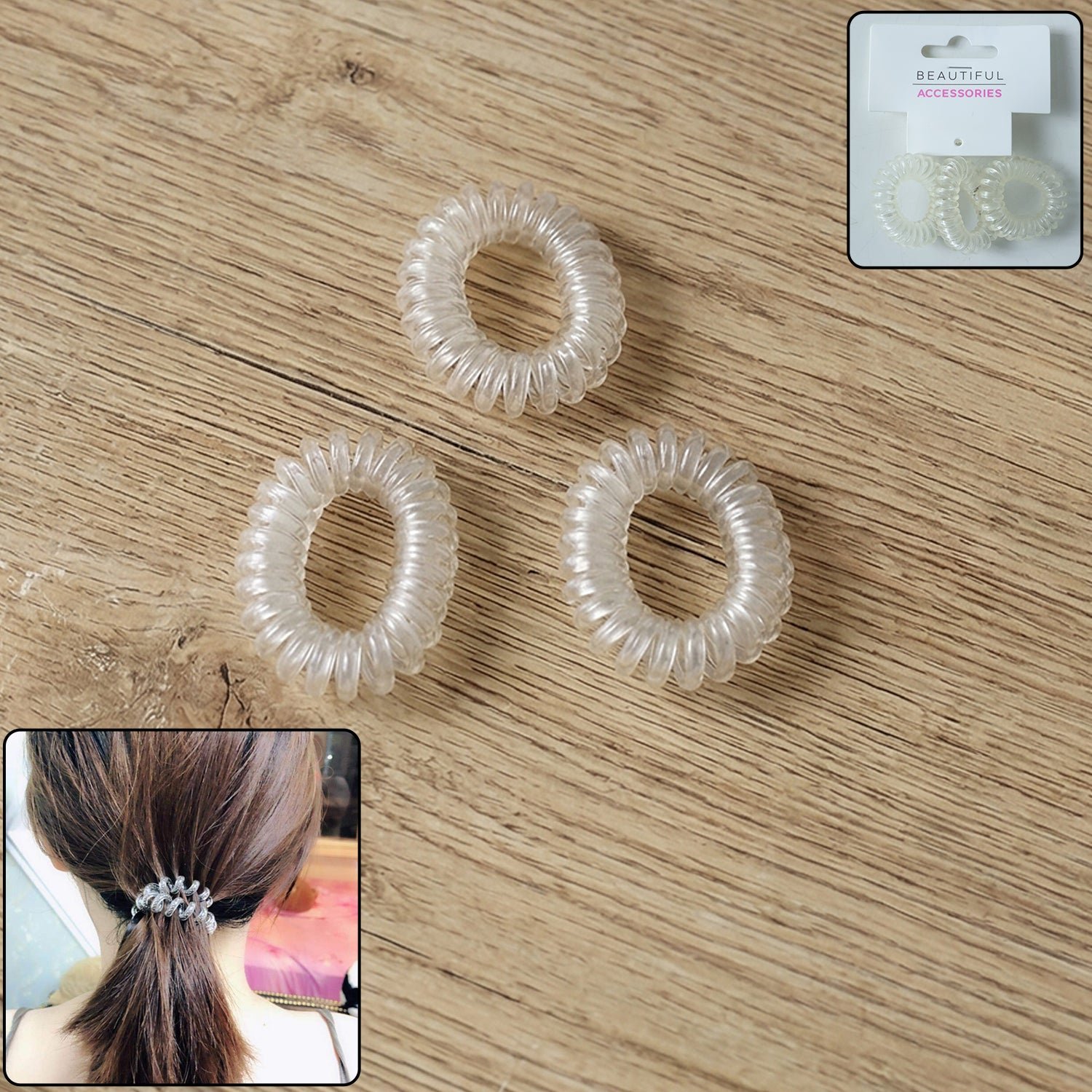 TransparentSpiralHairTies-WOSKU-01.jpg Transparent Spiral Coil Hair Band With Case 3 Pc Set - Image 1