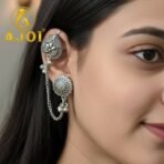 Royal Antique Silver Chain Earrings - Image 2