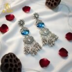 Oxidized Earrings with Intricate Filigree Work and Multi-Drop