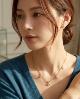 Elegant Pastel Gemstone Station Necklace