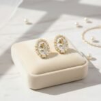 Elegant Vintage Rose Oval Pearl Stud Earrings for Women | Gold Plated Classic Floral Design | Korean Style Jewelry - Image 2