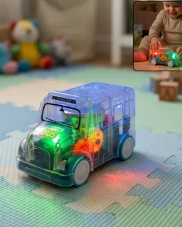 Kids Transparent Musical Light-Up School Bus Toy (1 Pc)