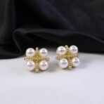 Korean Vintage Twisted Gold & Quad Pearl Studs For Girls And Women - Image 2