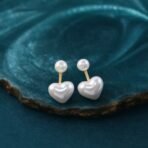 Elegant Pearl Heart Drop Earrings for Women & Girls – Gold Plated Romantic Heart Design Earrings - Image 2