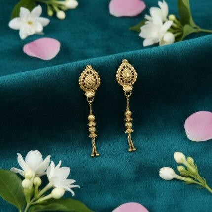 Long Chain Beads Golden Earrings for Women & Girls – Traditional Fancy Jewellery Gift