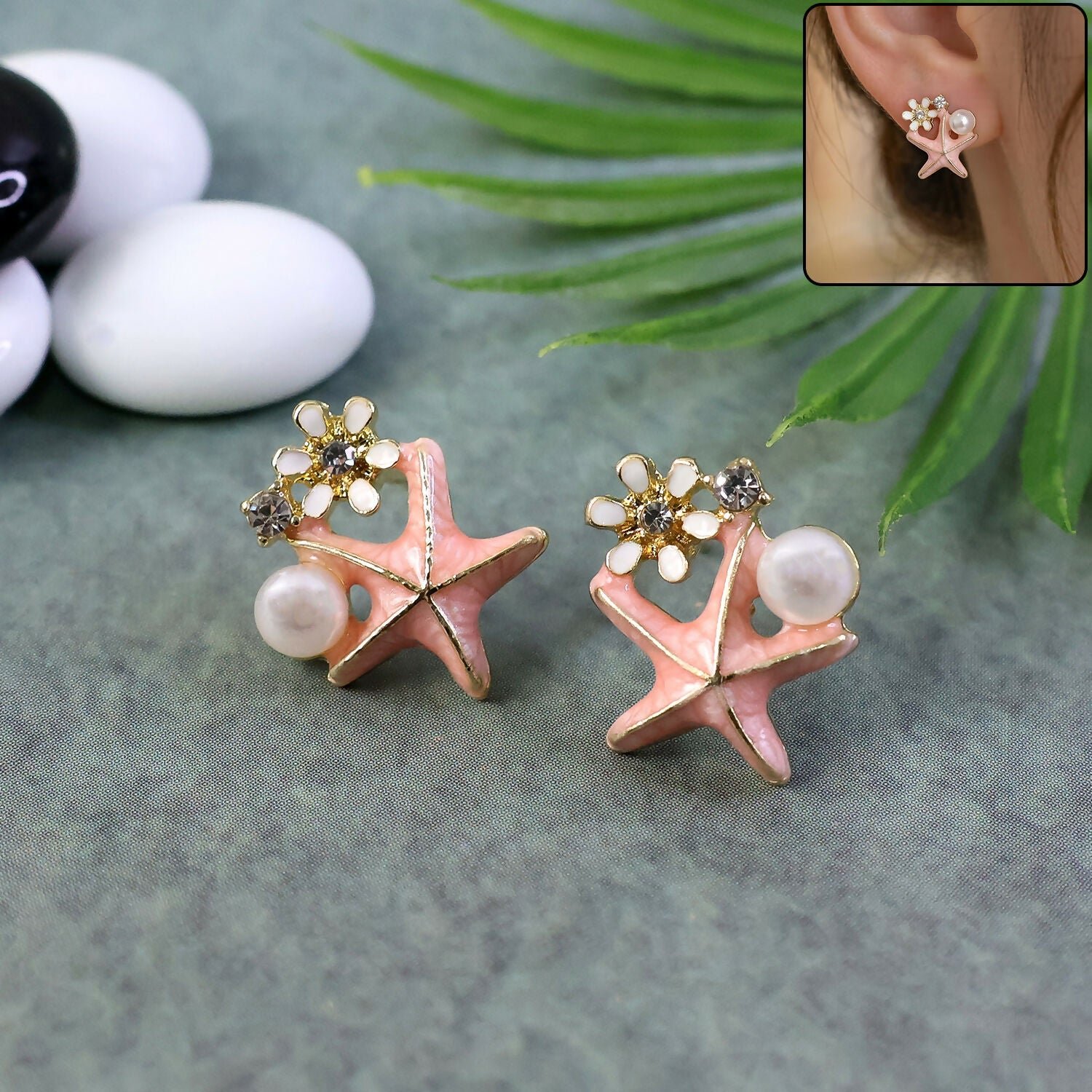 XWri1wlGYM.jpg Elegant Pink Starfish Pearl Stud Earrings for Women For Girls - Image 1