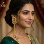 Royal Kashmiri Jhumka Drop Earrings with Kundan & Pearl Tassels–Luxury Earrings - Image 2