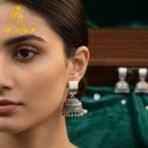 Royal Oxidised Silver Dome Jhumka Earrings with Traditional Ghungroo Detailing - Image 2