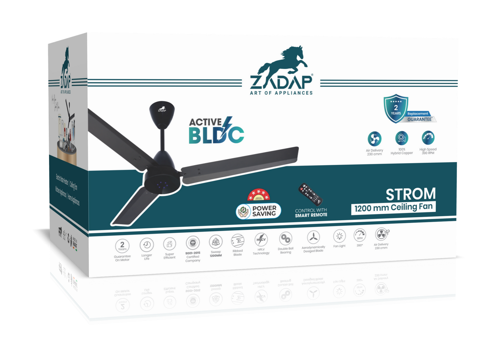 Zadap STROM 900mm High Speed BLDC Ceiling Fan with Remote(Light Wooden) - Image 8