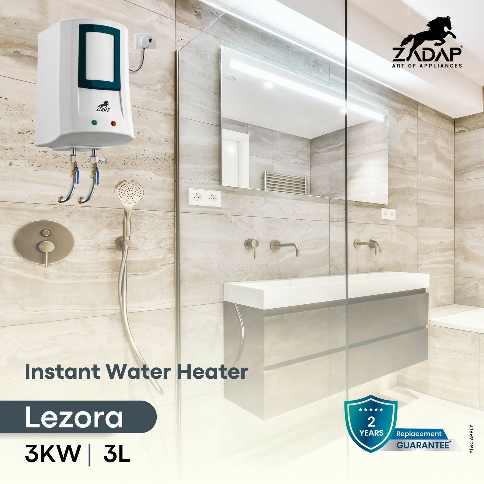 ZADAP 3kW Instant Geyser 4 Way Safety (3L) - Image 5