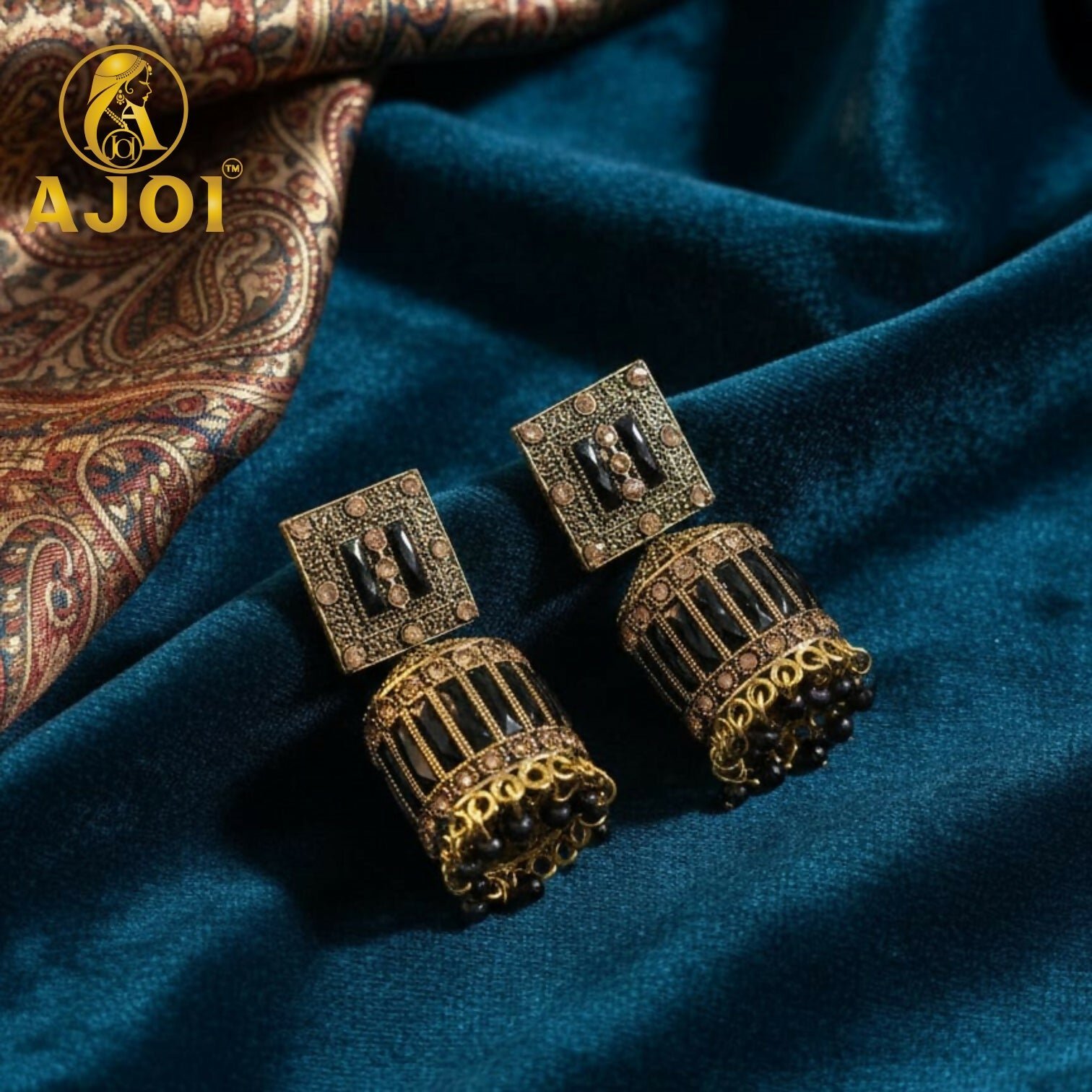 ZTYMKfQZJw.jpg Royal Midnight Black Designer Earrings with Elegant Drop and Statement Detailing - Image 1