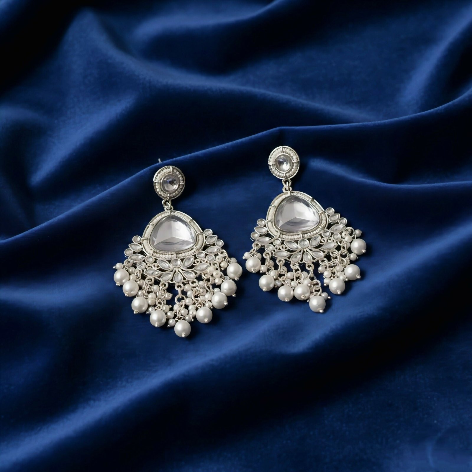 abcOv1JtPu.jpg Heritage Pearl & Kundan Statement Earrings – Handcrafted Traditional Bridal Jhumkas - Image 1
