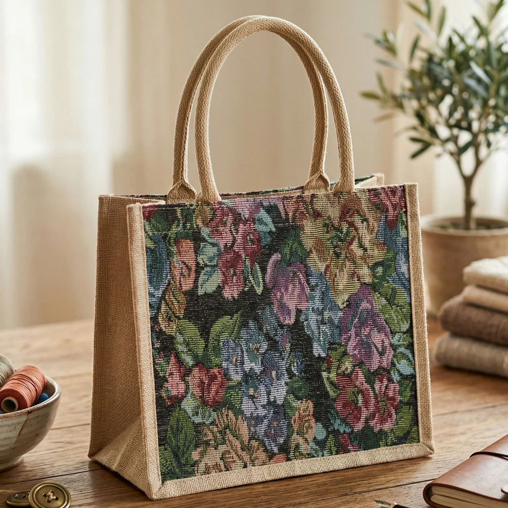 Multipurpose Floral Print Carry Hand Bag 1 Pc 29x33 Cm - Image 2