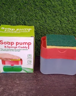 2-in-1 Liquid Soap Dispenser on Countertop with Sponge Holder