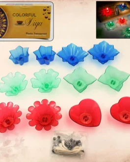 Magical Reflection Diya Set with 6 Attractive Design Cup Set Of 12 Pieces, Diwali