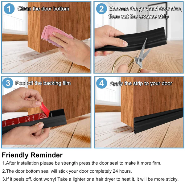 1 Meter Self-Adhesive Silicone Door Bottom Seal Strip (1 Mtr / 1 Pc) - Image 5