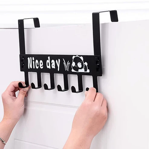 Heavy-Duty Carbon Steel Door Hook Hanger Rack (1 pc / 6 Hook / Black) - Image 3