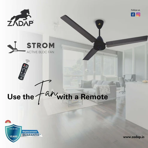 Zadap STROM 900mm High Speed BLDC Ceiling Fan with Remote(Smoke Brown) - Image 3