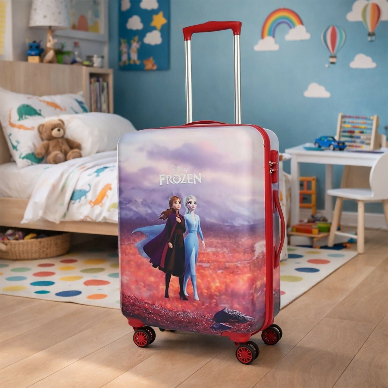 NOVEX Disney Frozen Red Travelling Kids Trolley Bags for Girls Luggage 4 Wheels ( Blue /22 Inch) - Image 4