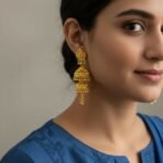 Women & Girl Traditional Jewellery Stylish Fancy Jhumki/Jhumka Earrings (Golden) - Image 2
