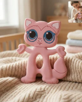 Cute Cat Baby Teether Toy for Soothing Gums with Soft Chewable Surface for Infants