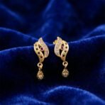 Star Cut Pattern Gold Finish Earrings With Crystal Detailing And Teardrop Charm - Image 2