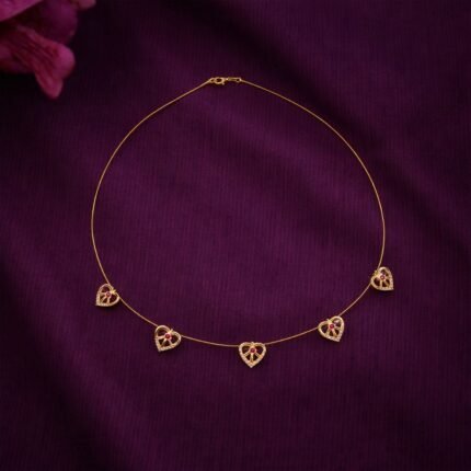 Love Drop Heart Necklace Elegant Ruby Heart Pendant Necklace for Women