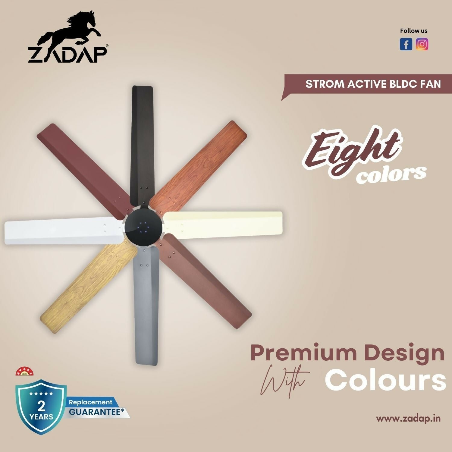 Zadap STROM 1200mm High Speed BLDC Ceiling Fan with Remote(Wooden) - Image 4