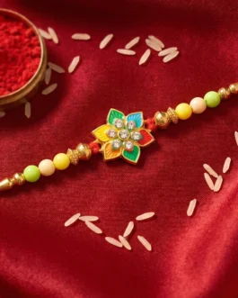 Multicolor Floral Star Kundan Designer Rakhi