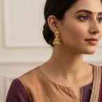 Classic Golden Jhumka Earrings | Ethnic & Festive Jewellery for Women - Image 2