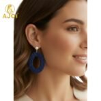 Handcrafted Textured Oval Drop Earrings – Lightweight Statement Earrings in 12 Beautiful Colors – Chic & Stylish Handmade Accessories (PACK OF 12) - Image 2