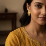 5 Line Side Latkan Golden Earrings with Mina for Women & Girls – Fancy Jewellery Gift - Image 2