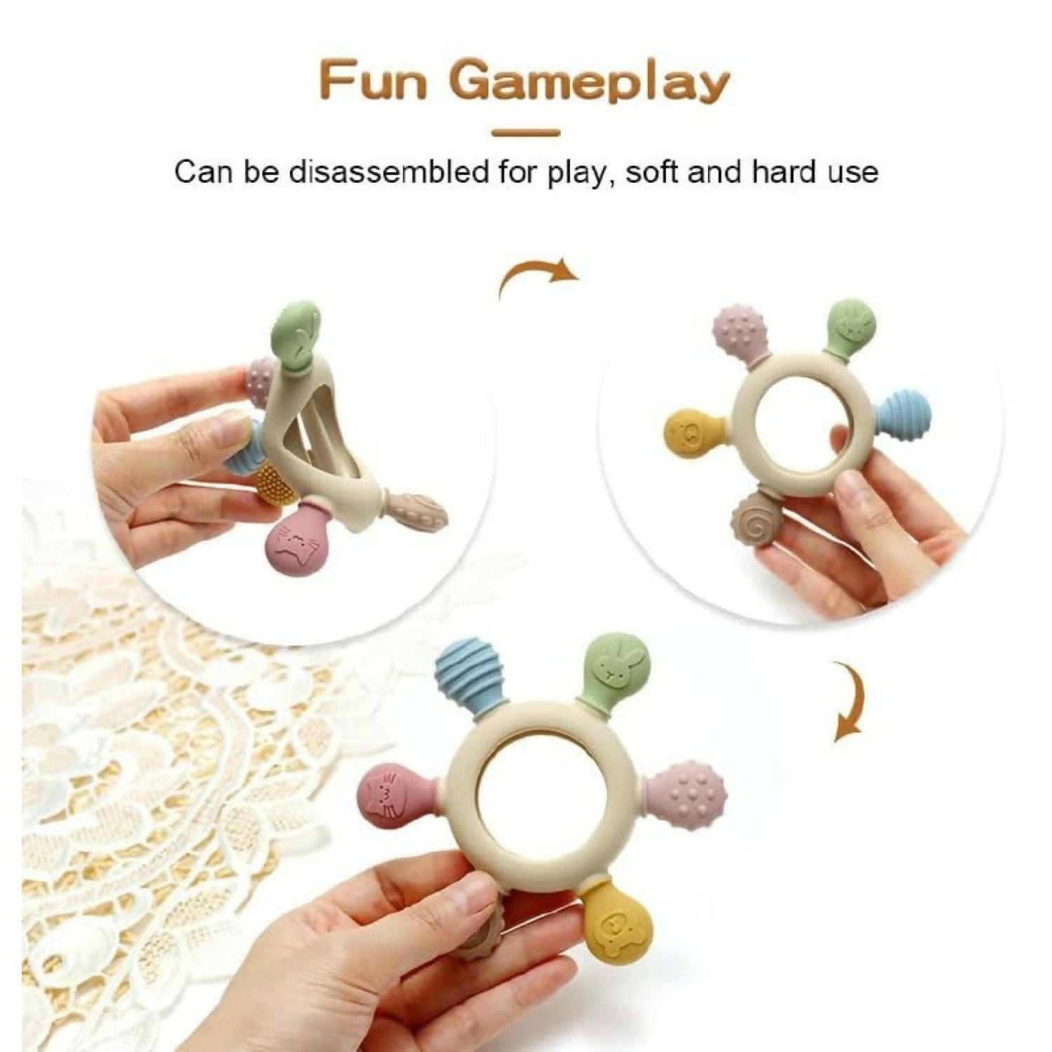 6 Multi color Finger Baby hand Teether - Image 5