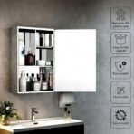 Wall Mounted Mirror Cabinet with Storage, HD Mirror Door Bathroom Organizer with Multi Shelf Storage & Modern Design - Image 2