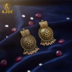 Royal Marwadi Traditional Sun-Motif Earrings with Pearl Jhalar.